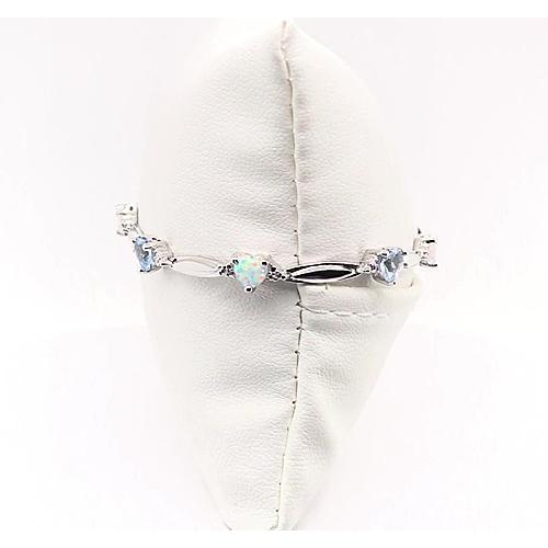 Bracelet Diamant Forme Coeur Aigue-Marine & Opale 9.54 Carats - HarryChadEnt.FR