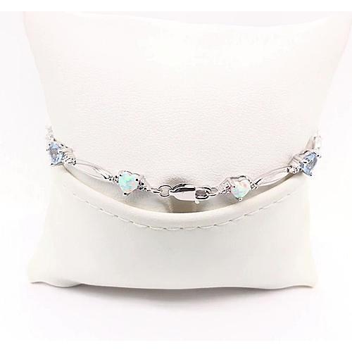 Bracelet Diamant Forme Coeur Aigue-Marine & Opale 9.54 Carats - HarryChadEnt.FR