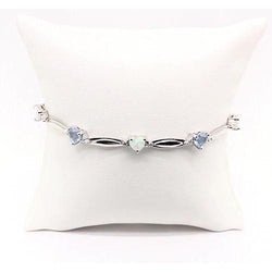 Bracelet Diamant Forme Coeur Aigue-Marine & Opale 9.54 Carats