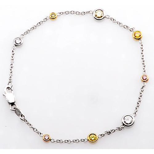 Bracelet Diamant Saphir Rose & Jaune 2.95 Carats Femme Bijoux - HarryChadEnt.FR