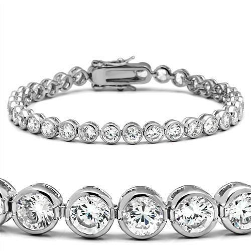 Bracelet serti clos diamants ronds 9.60 carats or blanc - HarryChadEnt.FR