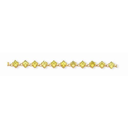 Bracelet Fantaisie Saphir Jaune 18 Carats Forme Diamant Or Jaune - HarryChadEnt.FR