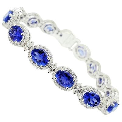 Bracelet Femme 29 Carats Tanzanite Et Diamants Or Blanc 14K - HarryChadEnt.FR