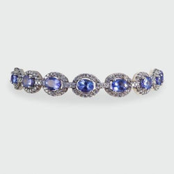 Bracelet Femme Tanzanite Et Diamants 25.75 Carats Or Blanc 14K