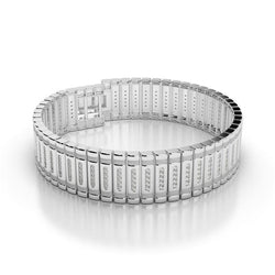 Bracelet Homme 10 Carats Petits Diamants Scintillants Or Blanc 14K
