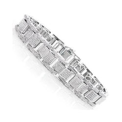 Bracelet Homme Diamant Naturel Forme Ronde 5 Carats Or Blanc 14K