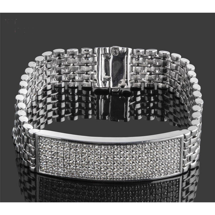 Bracelet Homme Diamant Naturel Taille Ronde Or Blanc 14K 9 Carats - HarryChadEnt.FR