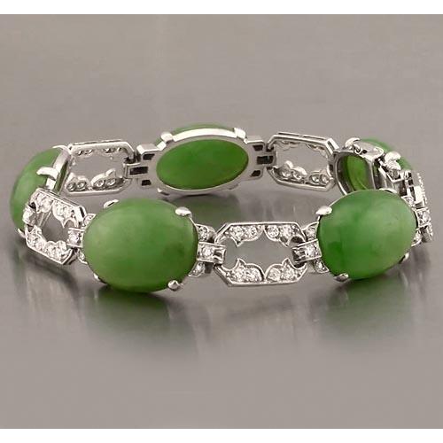 Bracelet Jade Diamant 103 Carats Or Blanc Bijoux Neuf - HarryChadEnt.FR