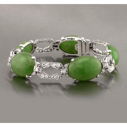 Bracelet Jade Diamant 103 Carats Or Blanc Bijoux Neuf