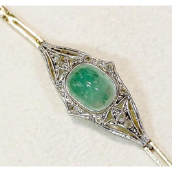Bracelet Jade Diamant Ronde Serti Clos 6.50 Carats Or Bicolore 14K