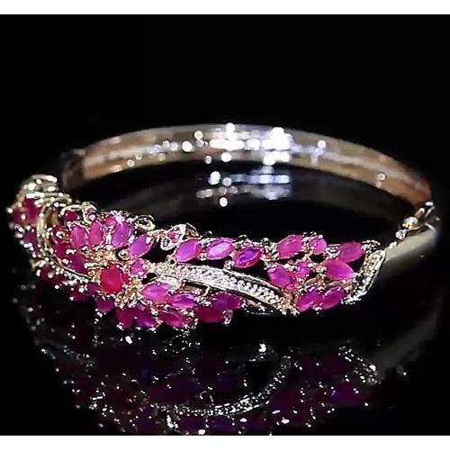 Bracelet Jonc Diamant Saphir Rose 14 Carats Femme Bijoux En Or Rose 14K - HarryChadEnt.FR