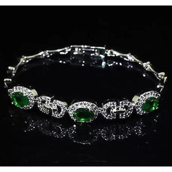 Bracelet Jonc Émeraude Vert Diamant Femme 20 Carats Bijoux Carats