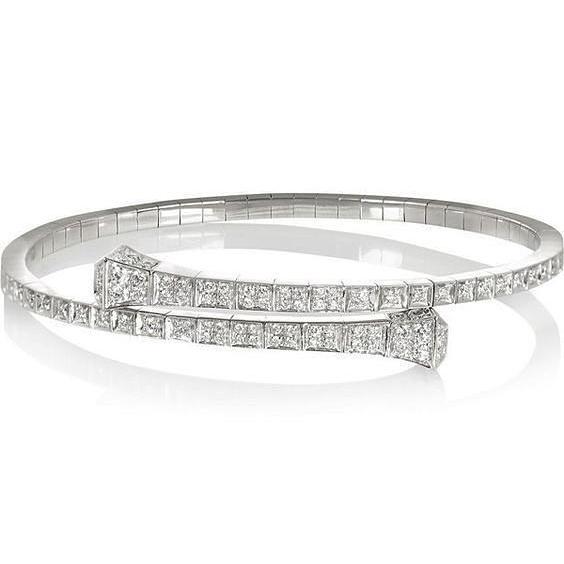 Bracelet Jonc Diamant Rond 3 Carats Or Blanc - HarryChadEnt.FR