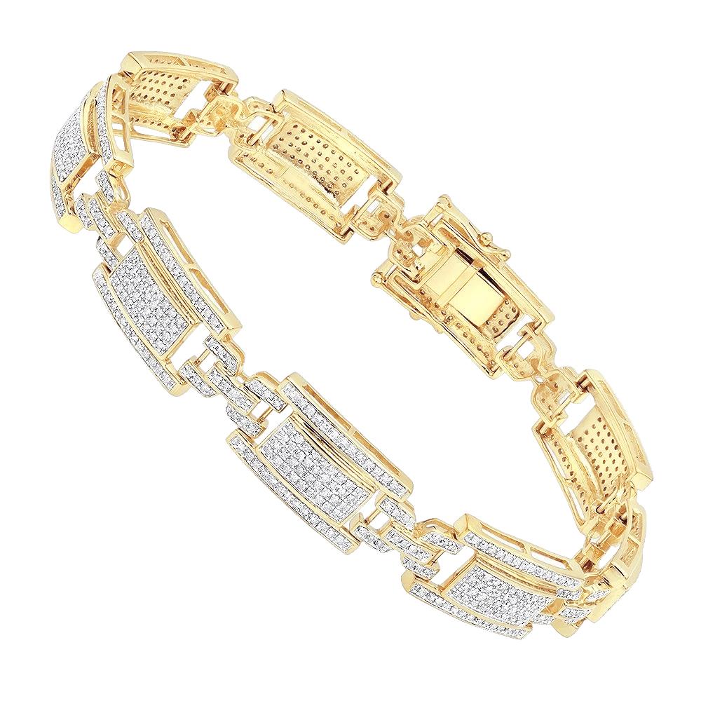 Bracelet Maillon Homme Taille Ronde 14 Carats Diamants Or Jaune 14K - HarryChadEnt.FR