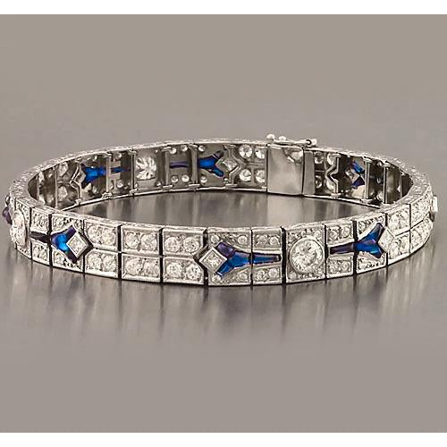 Bracelet Saphir Bleu & Diamants 21 Carats Femme Bijoux Neuf - HarryChadEnt.FR