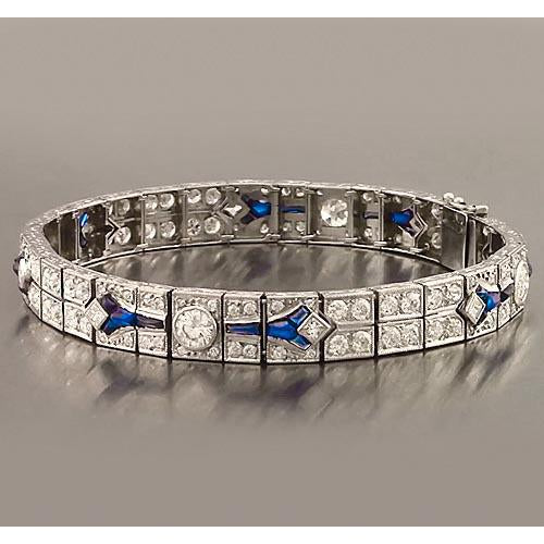Bracelet Saphir Bleu & Diamants 21 Carats Femme Bijoux Neuf - HarryChadEnt.FR