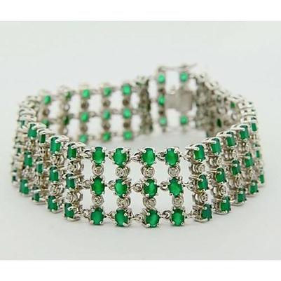 Bracelet Tapis Diamant Colombien Vert Emeraude 48.35 Carats - HarryChadEnt.FR
