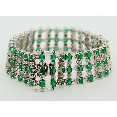 Bracelet Tapis Diamant Colombien Vert Emeraude 48.35 Carats - HarryChadEnt.FR