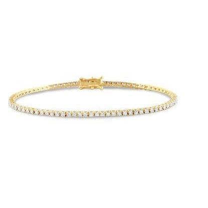 Bracelet Tennis Dame Or Jaune 14K 2.40 Carats Petit Diamant Rond - HarryChadEnt.FR