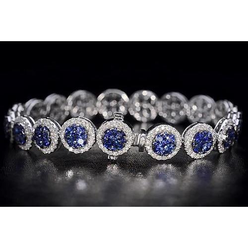 Bracelet Tennis Diamant 33.25 Carats Bijoux Saphir Bleu Ceylan - HarryChadEnt.FR