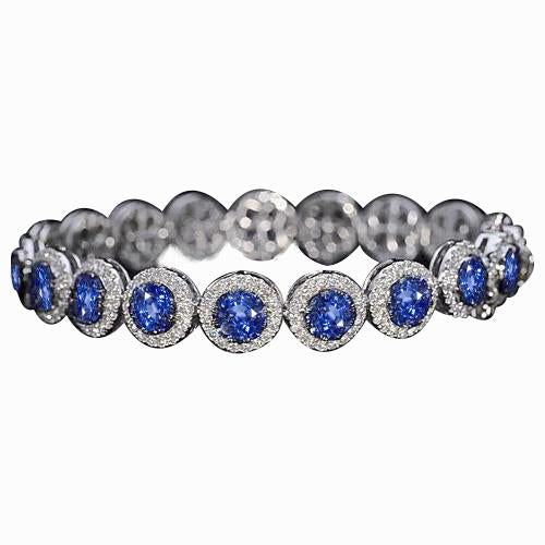Bracelet Tennis Diamant 33.25 Carats Bijoux Saphir Bleu Ceylan - HarryChadEnt.FR