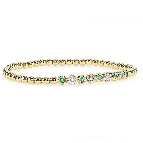 Bracelet Tennis Diamant & Émeraude Verte 3.70 Carats Or Jaune 14K - HarryChadEnt.FR