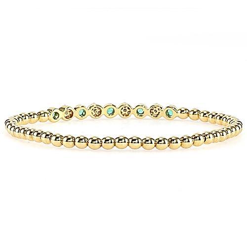 Bracelet Tennis Diamant & Émeraude Verte 3.70 Carats Or Jaune 14K - HarryChadEnt.FR
