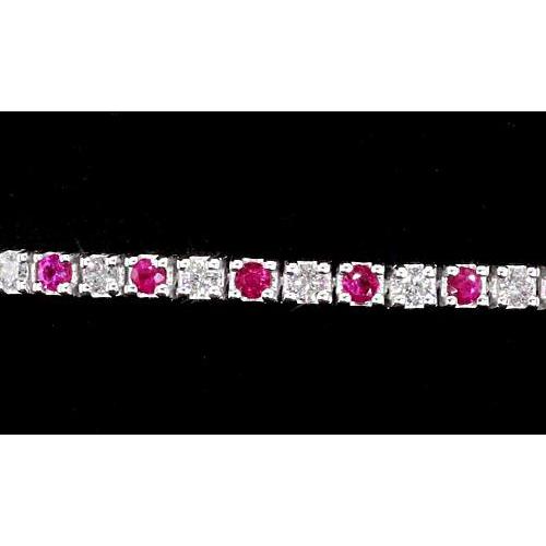 Bracelet Tennis Diamant Saphir Rose Sertie Griffe 4 Carats Or Blanc - HarryChadEnt.FR