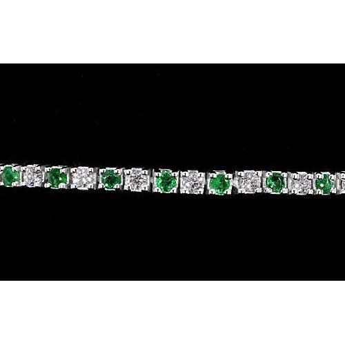 Bracelet Tennis Diamant Saphir Vert 6 Carats Femme Or Blanc 14K - HarryChadEnt.FR