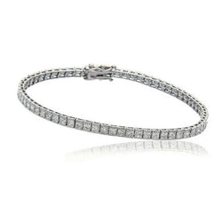 Bracelet Tennis En Chaine à 9,30 Ct De Diamants Princesses 14K D'Or Blanc