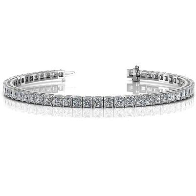 Bracelet tennis femme diamant taille princesse 10.40 ct en or blanc - HarryChadEnt.FR
