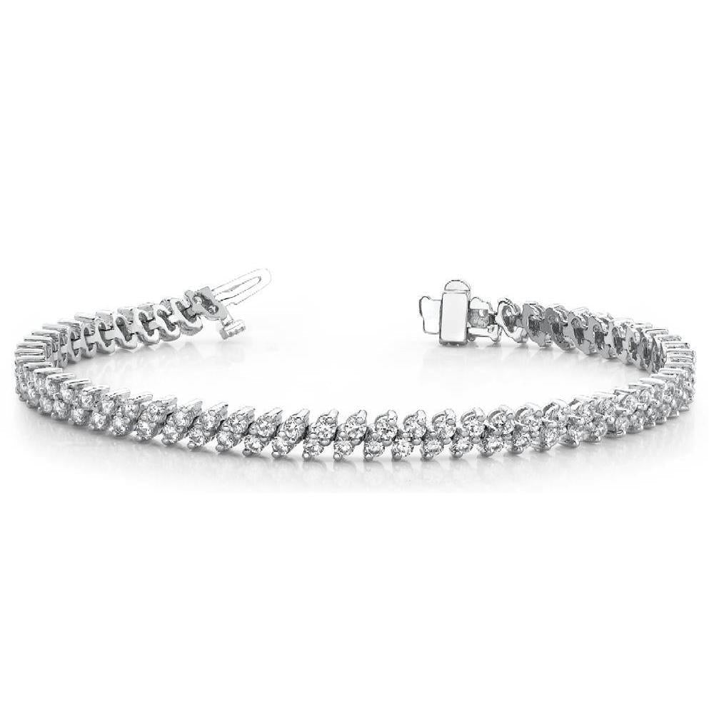 Bracelet Tennis Diamant Taille Ronde Bijoux Dame Or Blanc 6 Carats - HarryChadEnt.FR