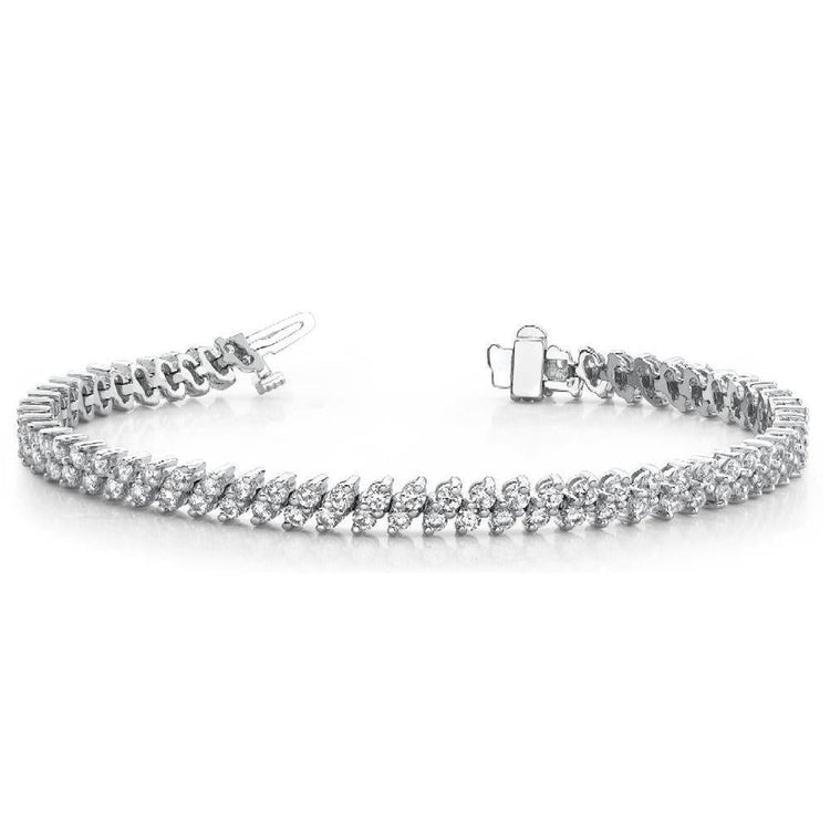 Bracelet Tennis Diamant Taille Ronde Bijoux Dame Or Blanc 6 Carats - HarryChadEnt.FR