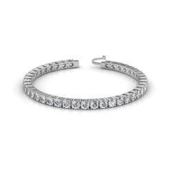 Bracelet Tennis Pour Femmes à 12 Carats De Diamants Ronds 14K D'Or Blanc Solide