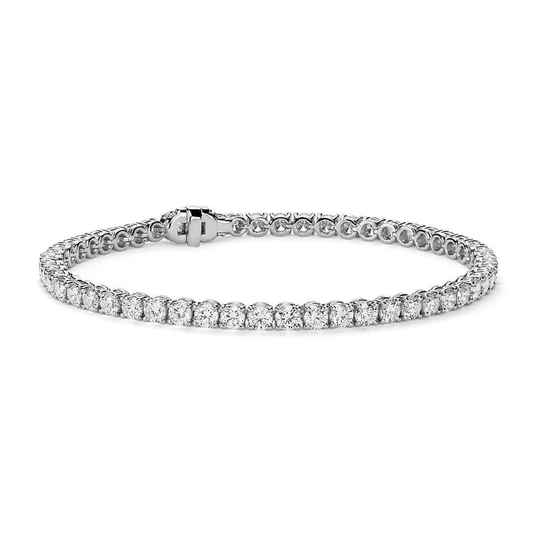 Bracelet tennis femme diamants ronds de 5.72 carats en or blanc 14 carats - HarryChadEnt.FR