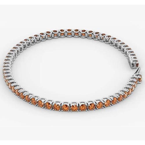 Bracelet Tennis Saphir Orange Femme 5.90 Carats Or Blanc 14K Nouveau - HarryChadEnt.FR