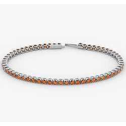Bracelet Tennis Saphir Orange Femme 5.90 Carats Or Blanc 14K Nouveau