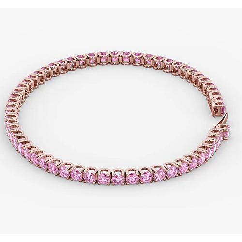 Bracelet Tennis Saphir Rose Or Rose 14K 5.90 Carats Bijoux - HarryChadEnt.FR