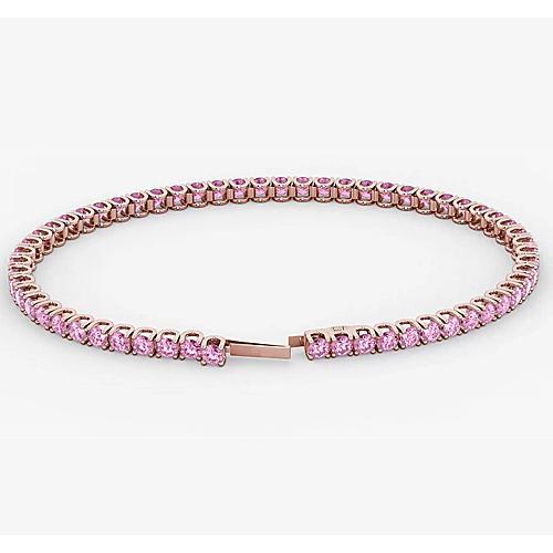 Bracelet Tennis Saphir Rose Or Rose 14K 5.90 Carats Bijoux - HarryChadEnt.FR