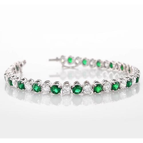 Bracelet Tennis Vert Emeraude & Diamant 33.25 Carats Femme Bijoux - HarryChadEnt.FR