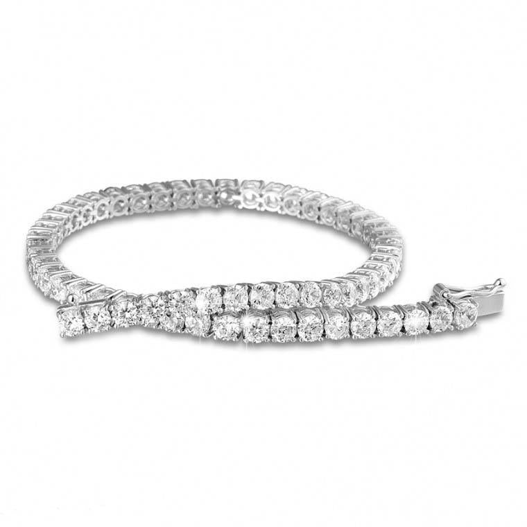 Bracelet Tennis Diamant Rond 3.60 Carats Or Blanc 14K - HarryChadEnt.FR