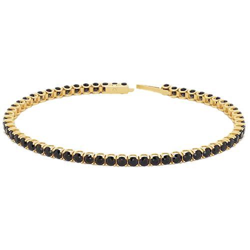 Bracelet Tennis Diamant Noir 5.90 Carats F Vs1 Or Jaune 14K - HarryChadEnt.FR