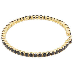 Bracelet Tennis à 5,90 Carats De Diamants Noir F Vs1 14K d'Or Jaune
