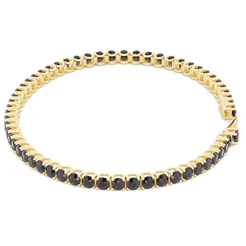 Bracelet Tennis Diamant Noir 5.90 Carats F Vs1 Or Jaune 14K - HarryChadEnt.FR