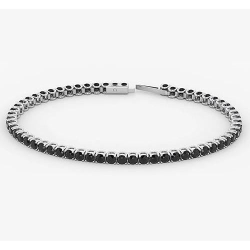 Bracelet Tennis Diamant Noir 5.90 Carats Or Blanc 14K Bijoux - HarryChadEnt.FR