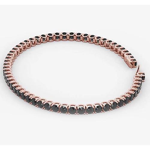 Bracelet Tennis Diamant Noir 5.90 Carats Or Rose 14K Bijoux Neuf - HarryChadEnt.FR