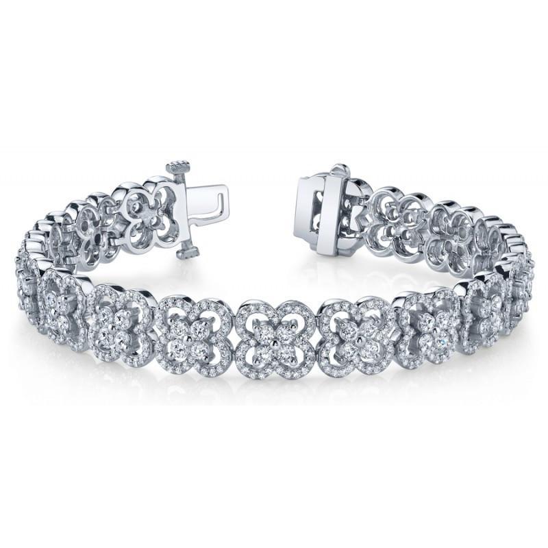 8.60 Carats Bracelet Tennis Diamants Ronds Or Blanc 14K - HarryChadEnt.FR