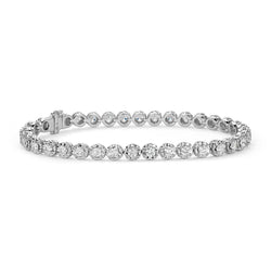 Bracelet à 4,40 Carats De Diamants Ronds Naturels 14K D'Or Blanc Nouveau