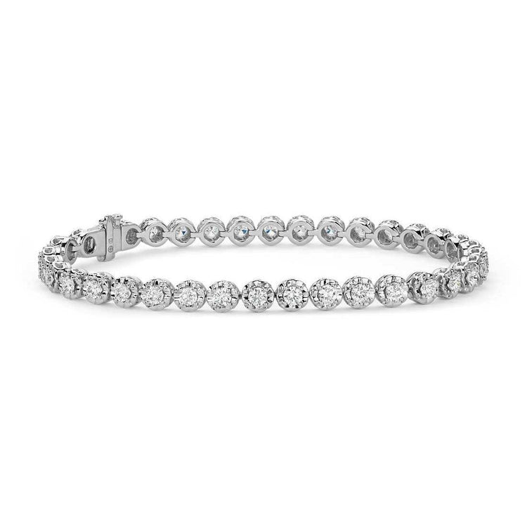 4.40 Carats Bracelet Diamants Naturels Taille Ronde 14K Or Blanc Nouveau - HarryChadEnt.FR