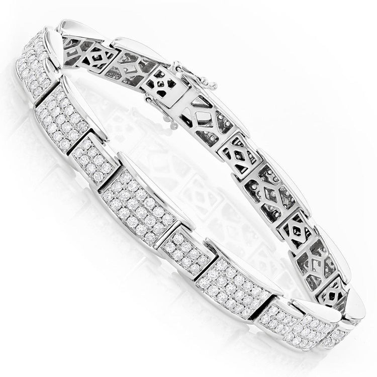 Bracelet à maillons pour homme en or blanc 14K taille brillant 9.85 ct avec diamants - HarryChadEnt.FR